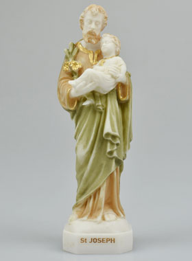 Statue de Saint Joseph en Albâtre Polychromé (pic 1)