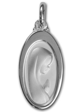 Médaille Vierge Marie en Prière - Argent 925/1000 (pic 1)