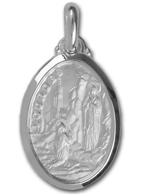 Médaille Notre Dame de Lourdes - Argent 925/1000 (pic 1)