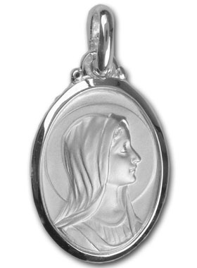 Médaille Profil Sainte Vierge Marie - Argent 925/1000 (pic 1)