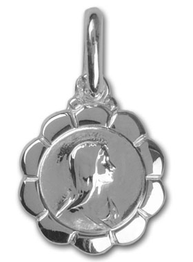 Médaille Fleur Sainte Vierge Marie - Argent 925/1000 (pic 1)