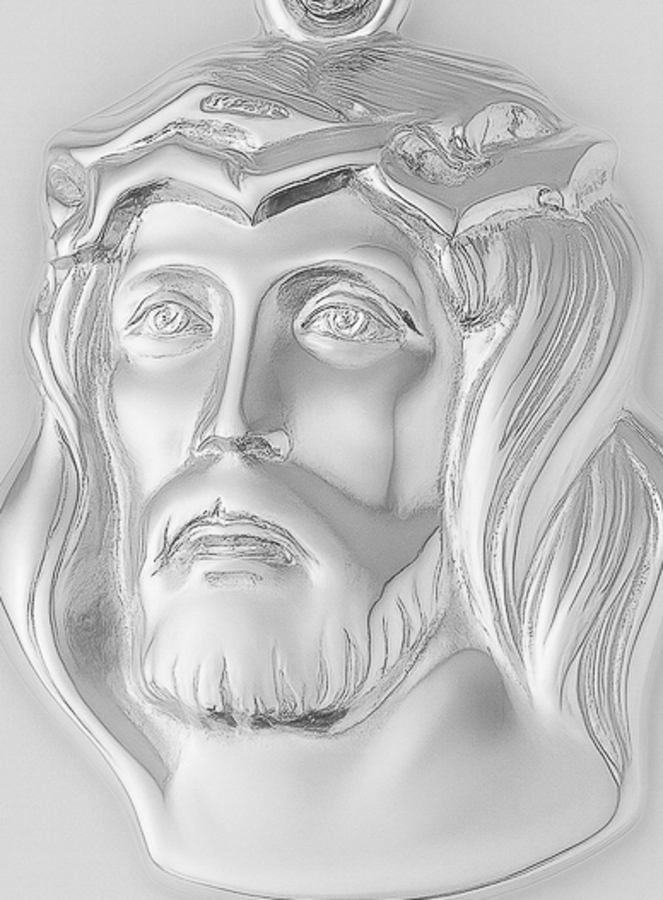 Médaille Pépite Tête du Christ Couronné - Argent 925/1000 (pic 2)