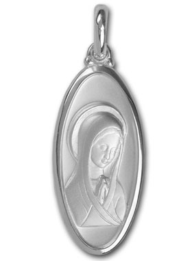 Médaille Larme Profil Ste Vierge Marie - Argent 925/1000 (pic 1)
