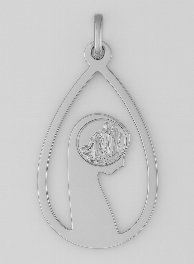 Médaille Profil Ste Vierge Marie Ajourée - Argent 925/1000 (pic 3)