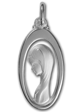 Médaille Profil Vierge Marie Ajourée - Argent 925/1000 (pic 1)