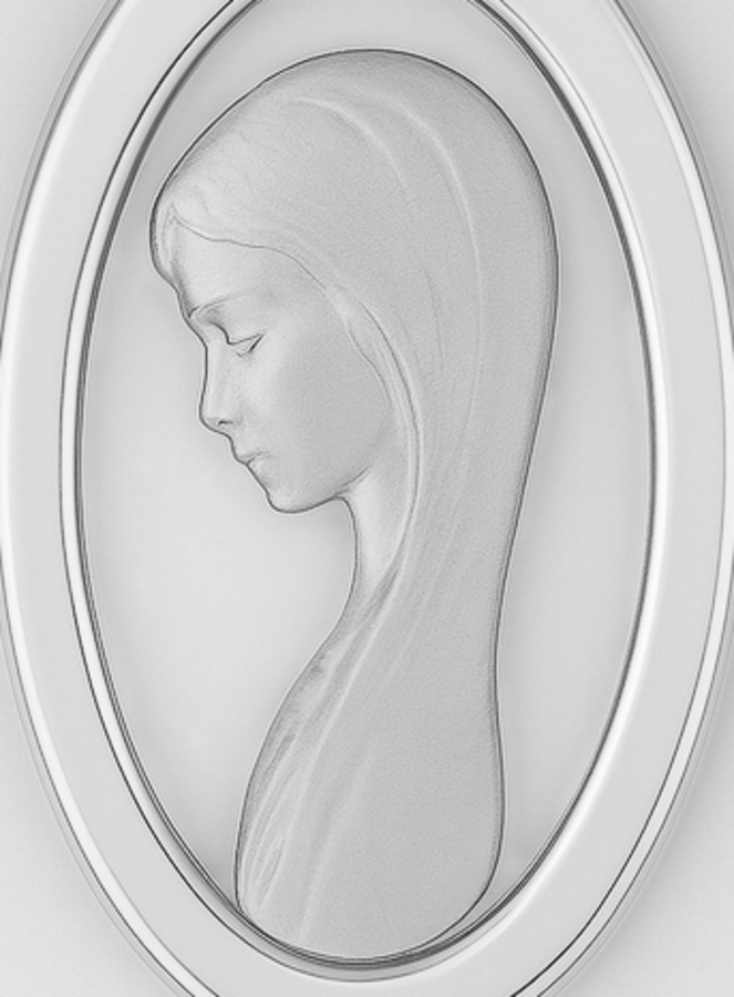 Médaille Profil Vierge Marie Ajourée - Argent 925/1000 (pic 2)