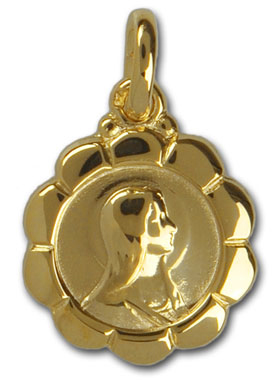Médaille Fleur Profil Ste Vierge Marie - Plaqué Or (pic 1)