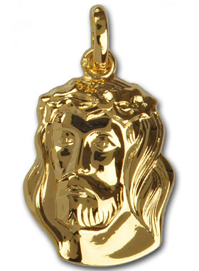 Médaille Pépite Jésus Couronné d'epines 20mm - Plaqué Or (pic 1)