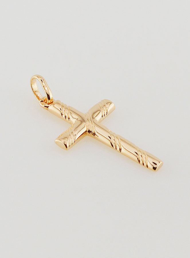 Pendentif Croix Striée - Plaqué Or (pic 2)