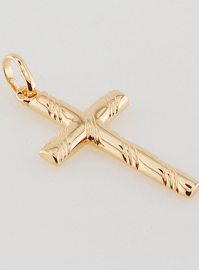 Pendentif Croix Striée - Plaqué Or (pic 3)
