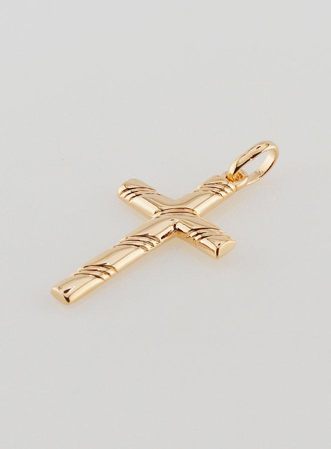 Pendentif Croix Striée - Plaqué Or (pic 4)