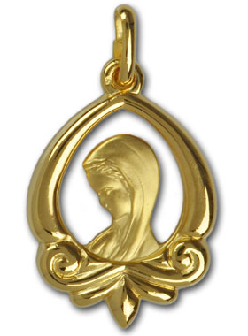 Médaille Tableau Ste Vierge Marie - Plaqué Or 18k (pic 1)