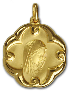 Grande Médaille Fleur Sainte Vierge Marie - Plaqué Or 18k (pic 1)