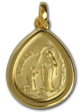 Médaille Apparitions de Notre Dame de Lourdes - Plaqué Or 18k (pic 1)