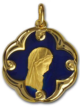 Grande Médaille Vierge de Lourdes - Plaqué Or 18k (pic 1)