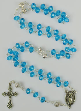 Chapelet en Cristal Bleu sur Chaîne Argenté (pic 1)