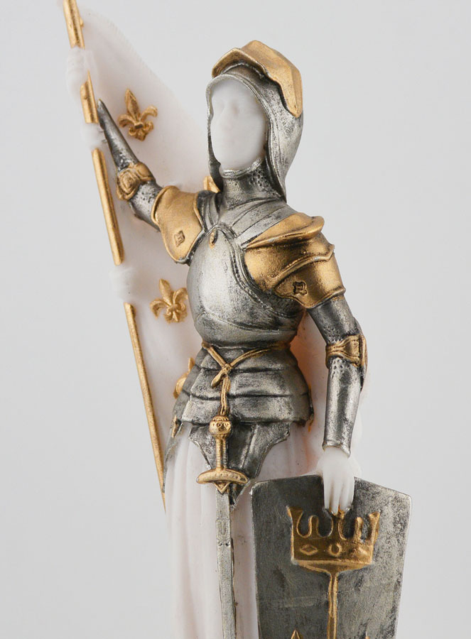 Statue Sainte Jeanne d'Arc en Albâtre Peint Main (pic 4)