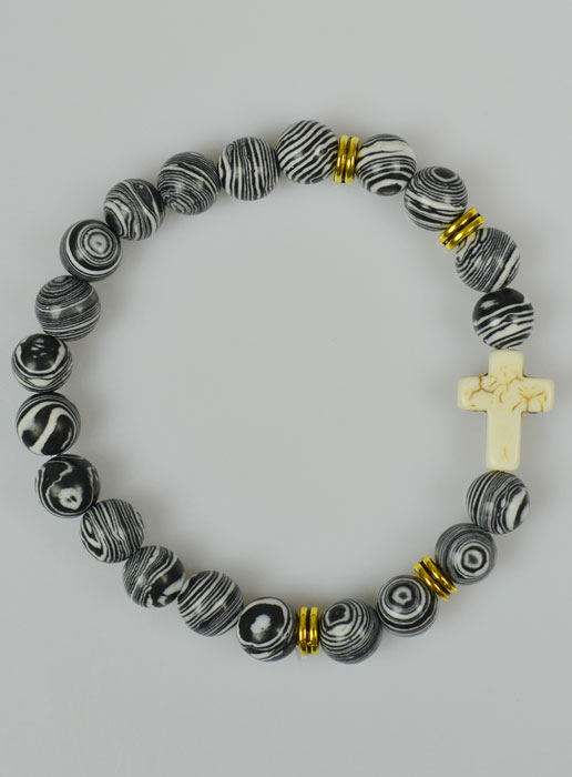 Bracelet Religieux en Malachite et Croix (pic 2)