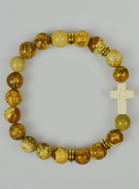 Bracelet Religieux en Jaspe et Croix (pic 1)