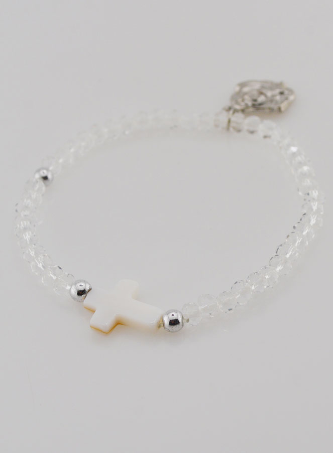 Bracelet Religieux en Cristal et Croix en Nacre (pic 4)