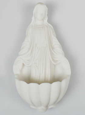Statue Bénitier Vierge Miraculeuse en Albâtre (pic 1)