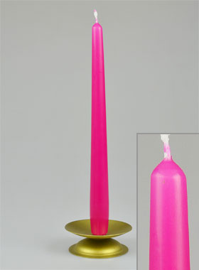 Bougie de Table Chandelier Couleur Rose Fuchsia - 25cm (pic 1)