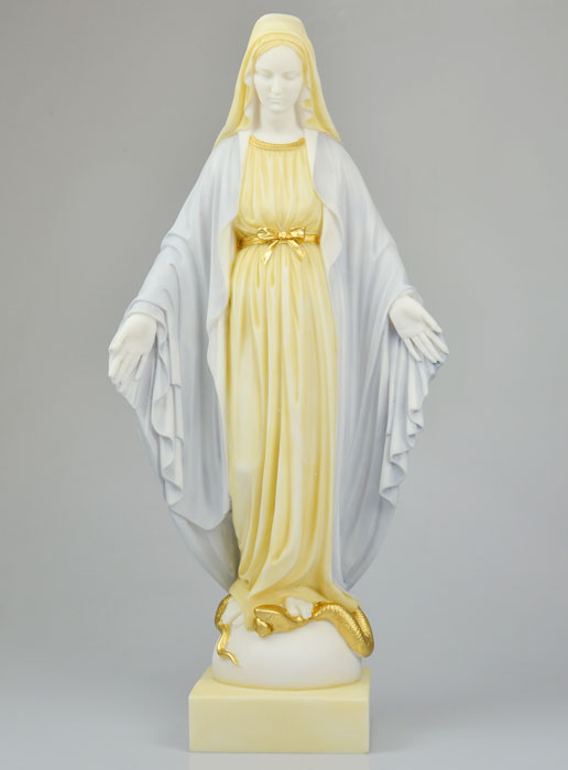 Statue Vierge Miraculeuse en Albâtre  - 50 cm (pic 2)