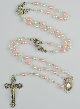 Chapelet en Perles de Nacre Rose et Blanche (pic 1)