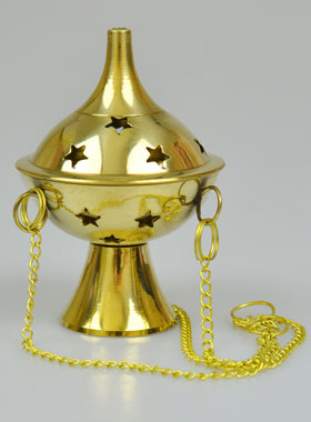 Encensoir d'Eglise - Brûle-encens sur Socle + Chaîne - 18 cm (pic 1)