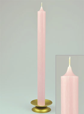 Grande Bougie Flambeau Rose Antique - 35cm (pic 1)