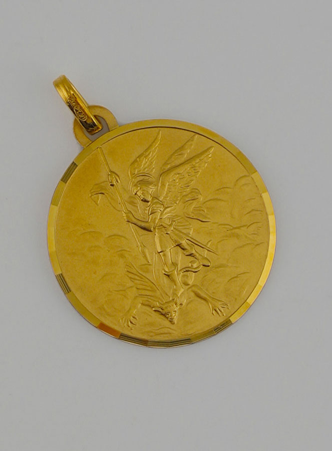 Médaille Saint Michel Archange en Or Massif 18 Carats - 12 mm (pic 2)