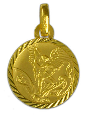 Médaille Saint Michel Archange en Or Massif 18 Carats Brillante - 13 mm (pic 1)