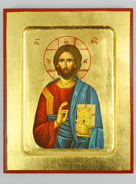 Icône Byzantine Pantocrator - Jésus-Christ - 17cm (pic 1)