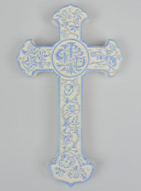 Croix Crucifix de La Ste Vierge Marie Bleue - 17 cm (pic 1)
