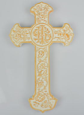 Croix Crucifix de La Ste Vierge Marie Dorée - 17 cm (pic 1)