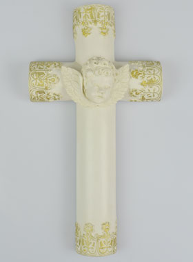 Croix Ange Protecteur Dorée - 17 cm (pic 1)