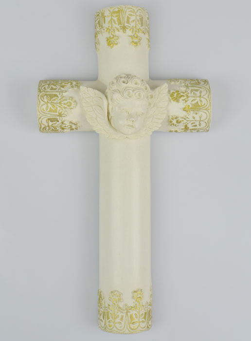 Croix Ange Protecteur Dorée - 17 cm (pic 2)