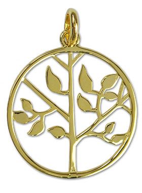 Pendentif Arbre de Vie Plaqué Or Ajouré - 20mm (pic 1)