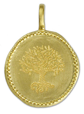 Pendentif Arbre de Vie Plaqué Or Martelé - 17mm (pic 1)