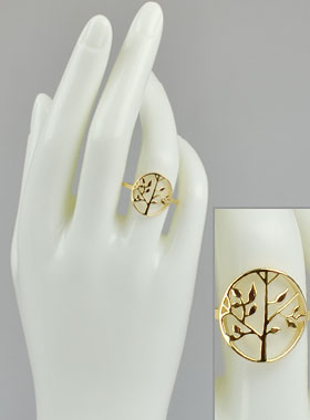 Bague Arbre de Vie - Plaqué Or 18k - Taille 58 (pic 1)
