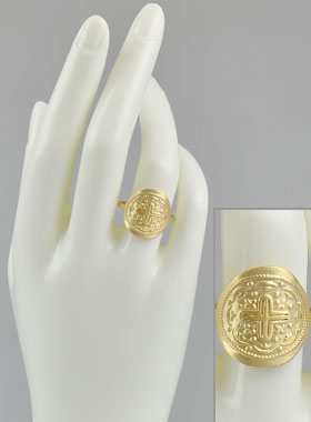 Bague Croix du Christ Sculptée - Plaqué Or - Taille 56 (pic 1)
