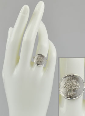 Bague Religieuse - Arbre de Vie - Argent Massif - Taille 56 (pic 1)