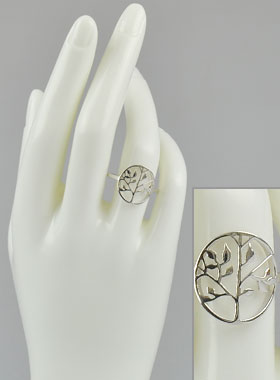 Bague Arbre de Vie Ajourée - Argent Massif - Taille 54 (pic 1)