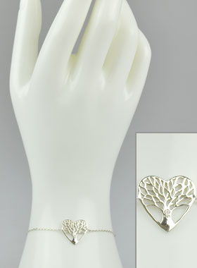 Bracelet Arbre de Vie - Coeur Ajouré - Argent Massif (pic 1)