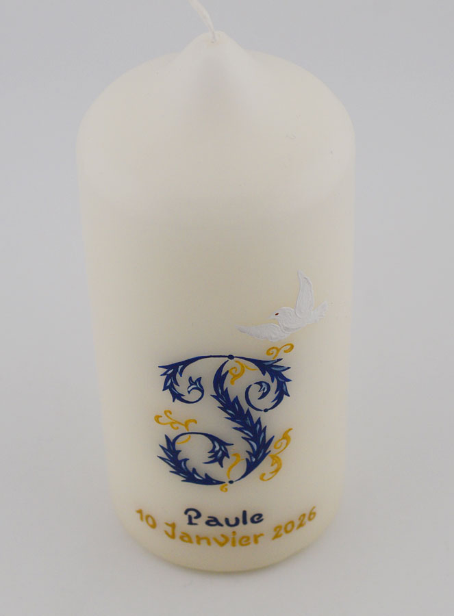 Cierge de Confirmation Esprit Saint - Gravure en ligne Bleu (pic 2)