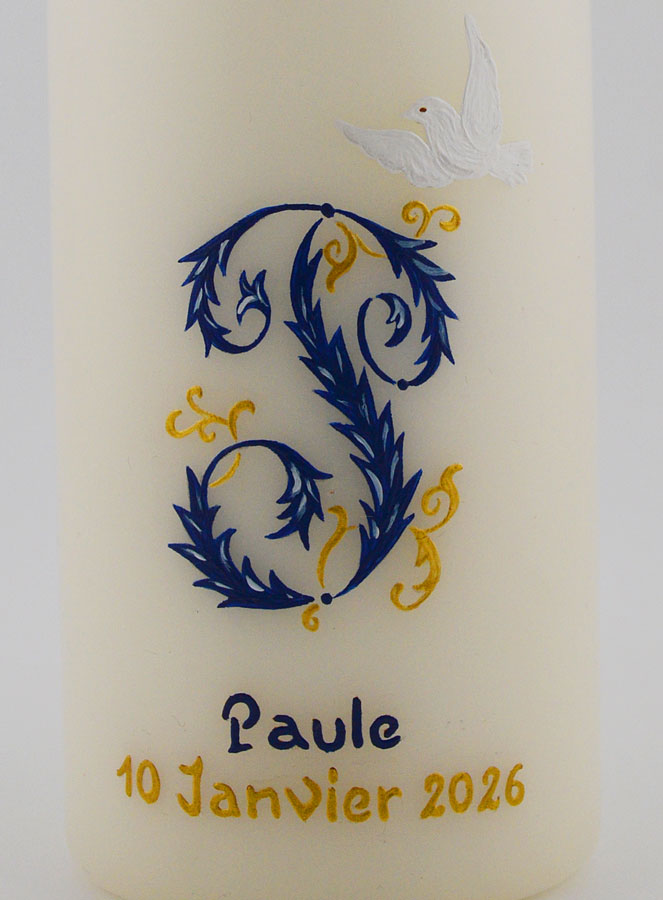Cierge de Confirmation Esprit Saint - Gravure en ligne Bleu (pic 3)
