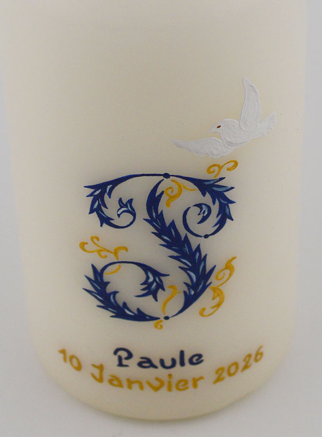 Cierge de Confirmation Esprit Saint - Gravure en ligne Bleu (pic 4)