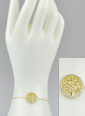 Bracelet Arbre de Vie Diamants Or - Plaqué Or 18k (pic 1)