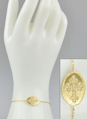 Bracelet Croix Plaqué Or - Diamants Strass (pic 1)