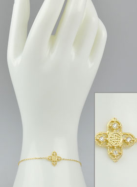 Bracelet Croix Plaqué Or & 4 Diamants (pic 1)